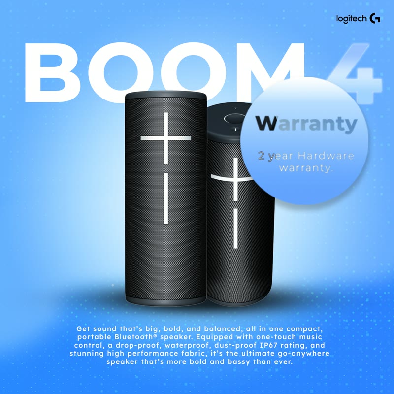 Speaker ad in bright blue with large type.