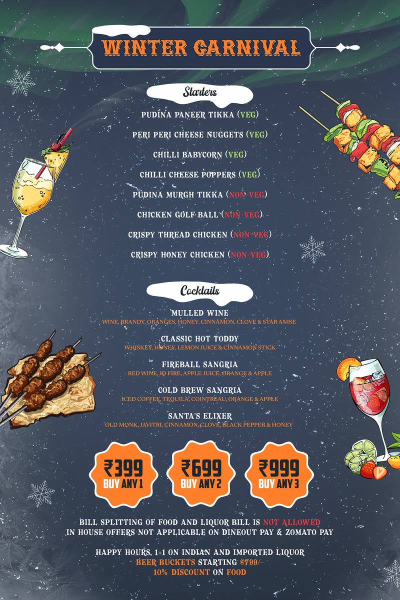 Winter Carnival menu standee.